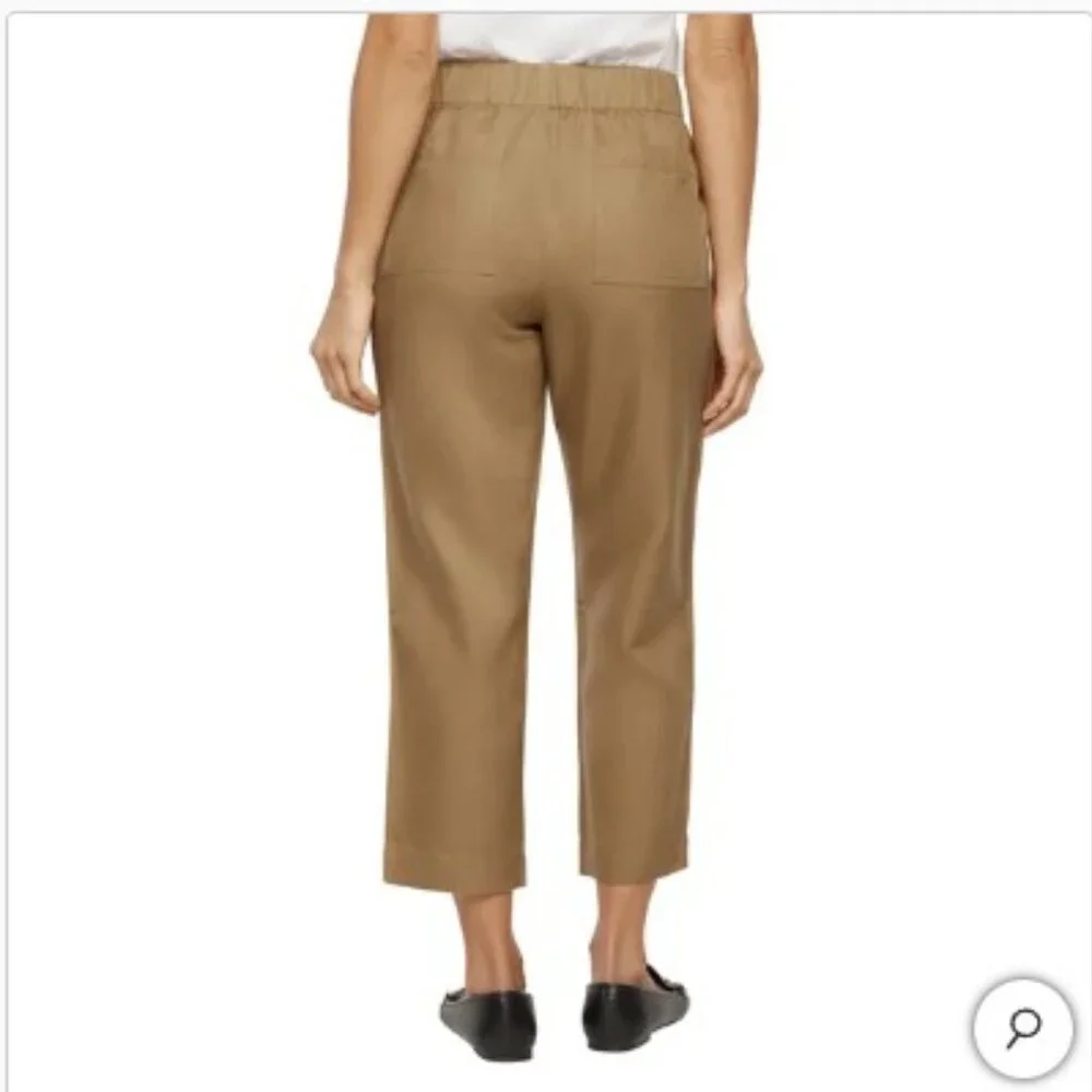 Banana Republic Lyocell/Linen Women's Tapered Crop Pull-On Pant Tan Color Size L